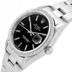 Pre Owned Rolex Black Stainless Steel Date 15210 Men's Wriswatch 34MM