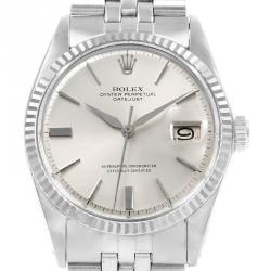 مملوكة مسبقًا ساعة يد رجالية رولكس 1601 فينتدج ديتجاست ستانلس ستيل وذهب أبيض عيار 18 فضية 36مم