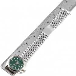 Pre Owned Rolex Green 18K White Gold and Stainless Steel Datejust Vintage 1601 Men's Wristwatch 36MM