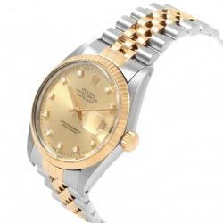 Pre Owned Rolex Champagne 18K Yellow Gold and Stainless Steel Datejust Vintage 16013 Men's Wristwatch 36MM