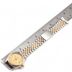 Pre Owned Rolex Champagne Linen 18K Yellow Gold and Stainless Steel Datejust Vintage 16013 Men's Wristwatch 36MM
