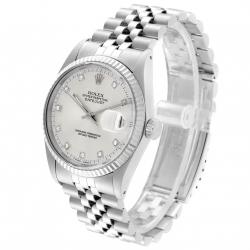 Pre Owned Rolex Silver 18K White Gold and Stainless Steel Datejust Vintage 16014 Men's Wristwatch 36MM
