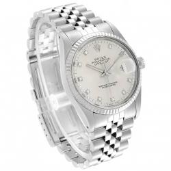 Pre Owned Rolex Silver 18K White Gold and Stainless Steel Datejust Vintage 16014 Men's Wristwatch 36MM