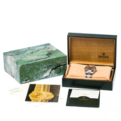 Pre Owned Rolex Peach Stainless Steel Air-King 14010 Unisex Wristwatch 34 mm