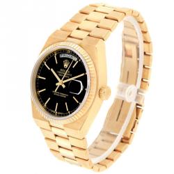Pre Owned Rolex Black 18K Yellow Gold and Stainless Steel Oysterquartz 19018 Men's Wristwatch 36MM