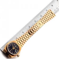 Pre Owned Rolex Black 18K Yellow Gold and Stainless Steel Oysterquartz 19018 Men's Wristwatch 36MM