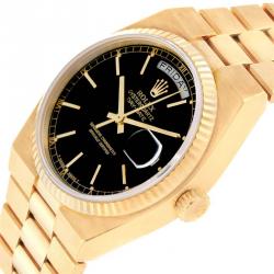 Pre Owned Rolex Black 18K Yellow Gold and Stainless Steel Oysterquartz 19018 Men's Wristwatch 36MM