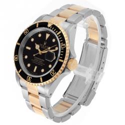 Rolex Black 18K Yellow Gold and Stainless Steel Submariner 16613 Men's Wristwatch 40MM 