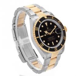 Rolex Black 18K Yellow Gold and Stainless Steel Submariner 16613 Men's Wristwatch 40MM 