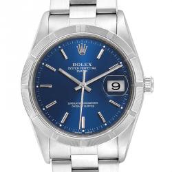 Pre Owned Rolex Blue Stainless Steel Date Automatic 15210 Men's Wriswatch 34 MM