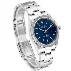 Pre Owned Rolex Blue Stainless Steel Date Automatic 15210 Men's Wriswatch 34 MM