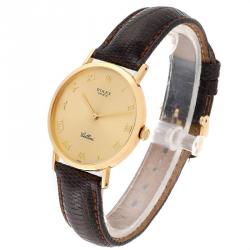 Rolex Champagne 18K Yellow Gold and Leather Cellini 4112 Men's Wristwatch 30.5MM