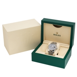 Pre Owned Rolex Grey Sunburst 18K White Gold Stainless Steel Diamond Datejust 116334 Men's Wristwatch 41 mm