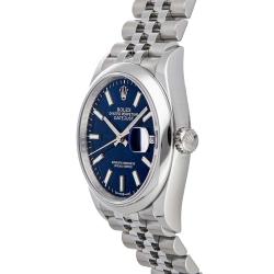 Pre Owned Rolex Blue Stainless Steel Datejust 126200 Men's Wristwatch 36 MM