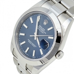 Pre Owned Rolex Blue Stainless Steel Datejust 41 126300 Automatic Men's Wristwatch 41 mm