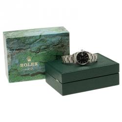 Pre Owned Rolex Black Stainless Steel Oyster Perpetual Date Men's Wristwatch 34MM