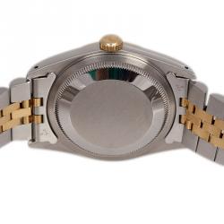 Pre Owned ساعة يد رولكس ديت جاست ذهبي ستانلس ستيل رمادي وذهب أصفر عيار 18 للرجال 36مم
