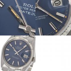 Pre Owned Rolex Blue Stainless Steel Datejust 1601 Automatic Men's Wristwatch 36 mm