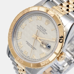 Pre Owned Rolex Beige 18K Yellow Gold Stainless Steel Datejust Thunderbird Turn-O-Graph 16263 Men's Wristwatch 36 mm