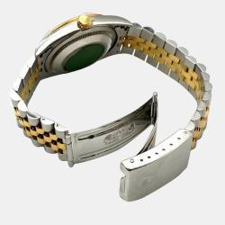 Pre Owned Rolex Champagne Diamonds 18K Yellow Gold And Stainless Steel Datejust 16233 Men's Wristwatch 36 mm