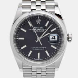 Pre Owned Rolex Black Oystersteel Datejust 126200-0003 Men's Wristwatch 36 mm
