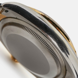 Pre Owned Rolex Brown Flower Motif 18K Yellow Gold Diamond Stainless Steel Datejust 116243 Unisex Wristwatch 36 mm 