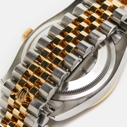 Pre Owned Rolex Brown Flower Motif 18K Yellow Gold Diamond Stainless Steel Datejust 116243 Unisex Wristwatch 36 mm 