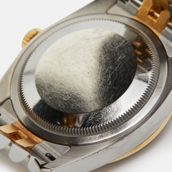 Pre Owned Rolex Brown Flower Motif 18K Yellow Gold Diamond Stainless Steel Datejust 116243 Unisex Wristwatch 36 mm 