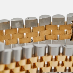 Pre Owned Rolex Brown Flower Motif 18K Yellow Gold Diamond Stainless Steel Datejust 116243 Unisex Wristwatch 36 mm 