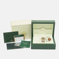 Pre Owned Rolex Brown Flower Motif 18K Yellow Gold Diamond Stainless Steel Datejust 116243 Unisex Wristwatch 36 mm 
