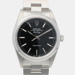 Rolex Black Stainless Steel Air King 14000M Men's Wristwatch 34mm