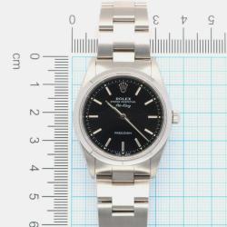 Rolex Black Stainless Steel Air King 14000M Men's Wristwatch 34mm
