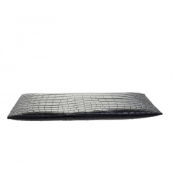 Pre Owned Saint Laurent Black Croc Embossed Zipped Tablet Holder                    