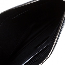 Pre Owned Saint Laurent Black Croc Embossed Zipped Tablet Holder                    