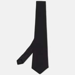Pre Owned Saint Laurent Paris Black Silk Skinny Tie 