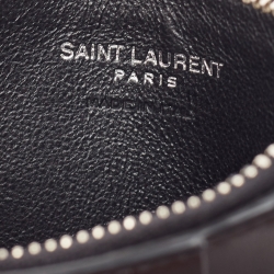 Saint Laurent Black Leather Zip Card Case