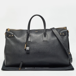 Saint Laurent Black Leather Sac De Jour Duffle Bag
