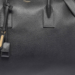 Saint Laurent Black Leather Sac De Jour Duffle Bag