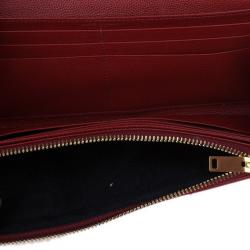 Pre Owned Saint Laurent Paris Red Leather Monogram Flap Wallet