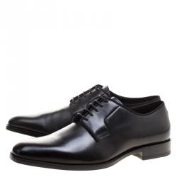 Pre Owned Saint Laurent Paris Black Leather Lace Up Derby Size 45
