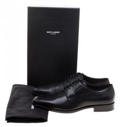 Pre Owned Saint Laurent Paris Black Leather Lace Up Derby Size 45