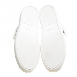 Pre Owned حذاء رياضي سان لوران باريس مرتفع من أعلى SL/01H كلاسيكي كورت شهير جلد أبيض أوبتيك مقاس 43