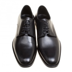 Pre Owned Saint Laurent Paris Black Leather Montaigne Lace Up Derby Size 43