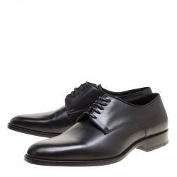 Pre Owned Saint Laurent Paris Black Leather Montaigne Lace Up Derby Size 43