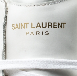 مملوكة مسبقًا Saint Laurent Paris Tricolor Leather And Coarse Glitter Love High Top Sneakers Size 43.5