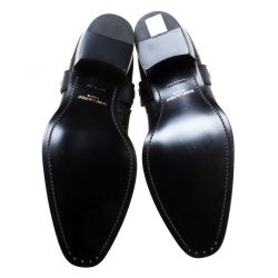 Pre Owned Saint Laurent Black Leather Harness Ankle Boots Size 41