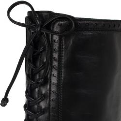 مملوكة مسبقًا Yves Saint Laurent Black Leather Tribtoo Knee Length Platform Boots Size 39.5