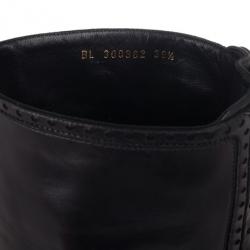 مملوكة مسبقًا Yves Saint Laurent Black Leather Tribtoo Knee Length Platform Boots Size 39.5
