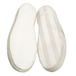 Pre Owned Saint Laurent Paris White Distressed Leather Camo Lace SL/37 Classic Court Sneakers Size 45