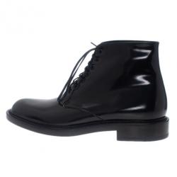Saint Laurent Paris Black Patent Signature Army Combat Boots Size 41